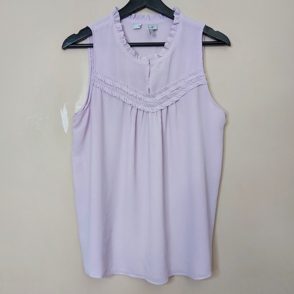 Naked Zebra light purple sleeveless blouse with ruffle detail at neckline - Picture 1 of 8
